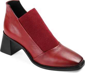Journee Collection Womens Genuine Leather Stylla Square Toe Stacked Ankle Booties