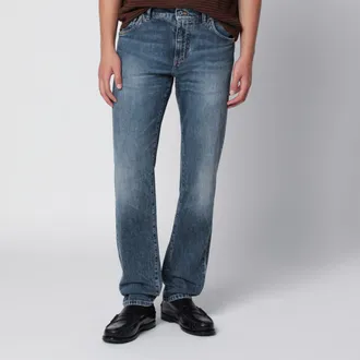 Dolce & Gabbana Jeans slim in denim blu effetto slavato