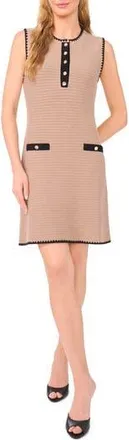 Ted Baker Contrast Detail Open Stitch Cotton Blend Sweater Minidress in Khaki Taupe at Nordstrom Rack, Size X-Small