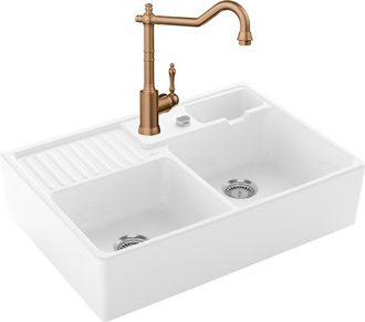 Villeroy & Boch Villeroy Et Boch Tradition Stamp Of Office Fregadero 2 Senos Autodrenantes + Grifo De Cocina Avia 2.0 Bronce