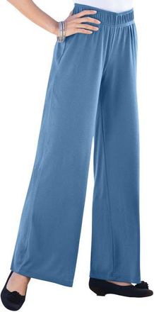 Roaman's Plus Size Pull On Wide Leg Soft Knit Pant in Dusty Indigo at Nordstrom, Size Small