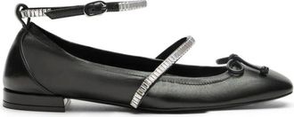 Stuart Weitzman Ballerinas met kristallen - Dames - Ballerinas - Zwart - 39 EU - Leer - Schoenen