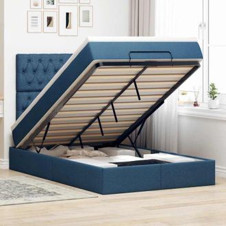 vidaXL Estructura De Cama Otomana Colch&oacute;n Tela Azul 120x190 Cm Vidaxl