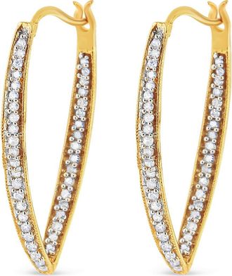 House of Brilliance 10K Yellow Gold 1/2 Ct RoundDiamond Modern Hoop Earrings at Nordstrom