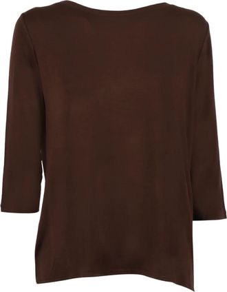 Majestic Filatures Round-neck Truien - Dames - Ronde hals truien - Bruin - XL - Truien & Vesten