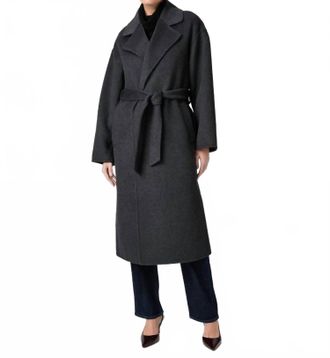 Paige Connery Wool-Blend Long Robe Coat In Charcoal Gray