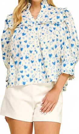 Pinch Design Am&eacute;lie Heart Print Blouse In Blue