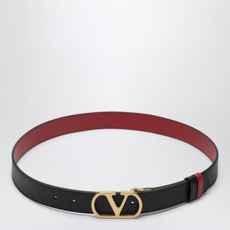 Valentino Garavani Cintura reversibile VLogo Signature in Vitello lucido Nero / Rosso