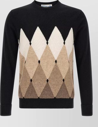Ballantyne cashmere diamond intarsia crew neck jumper