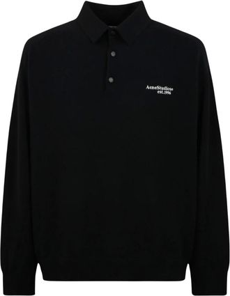 Acne Studios Hoodies & sweatvesten, Heren, Zwart, L, Wol, Wool Knit Polo
