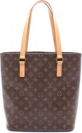 Louis Vuitton Brown Coated Canvas Leather Tote Bag (Pre-Owned)