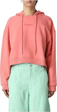 Stella McCartney Stella McCartney, Hoodies, female, Pink, Size: XS Pink Logo Cropped Hoodie Sweatshirt