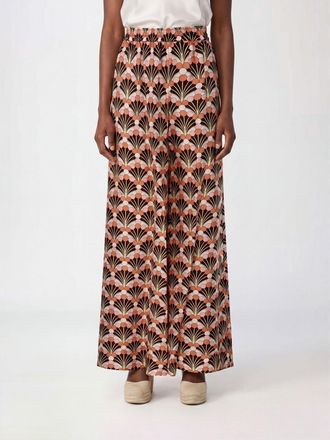 La DoubleJ Pantaloni wide leg in seta con stampa grafica e vita alta