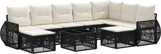 vidaXL Conjunto De Sof&aacute;s De Jard&iacute;n 10 Uds. Negro Rat&aacute;n Sint&eacute;tico Vidaxl
