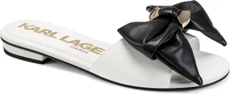 Karl Lagerfeld Ciaran Flat Slide Sandal in Bright White/Black at Nordstrom Rack, Size 5.5