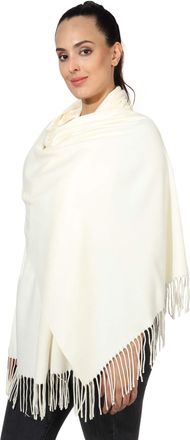 World of Shawls Pashmina Style All Seasons Handcrafted Wrap Shawl Stole Scarf (Ivory)
