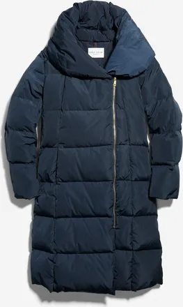 Cole Haan Womens Signature Asymmetrical Collar Convertible Coat 40In - Blue Size Medium
