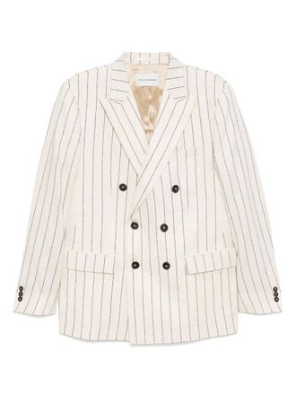 Drôle de Monsieur striped blazer - men - Linen/Flax/Cotton/Polyester/Viscose - 52 - Neutrals