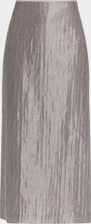 PESERICO Gonna Donna Metallic Linen Midi-Skirt