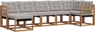 vidaXL Conjunto De Sof&aacute;s De Exterior 7 Uds. Gris Natural Y Claro Vidaxl