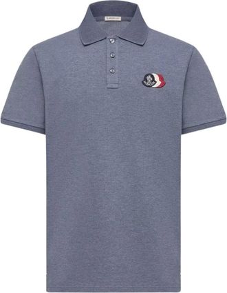 Moncler Triple Logo Polo Shirt - male - Moncler - Polo Shirts - Blue - 2XL - Tops