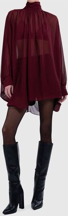 Parentezi Juliette Sheer Dress In Burgundy