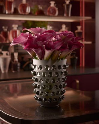 Lalique Mossi Gray Crystal Vase, 8.3