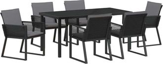 vidaXL Conjunto De Comedor De Jard&iacute;n 7 Pcs Negro Vidaxl