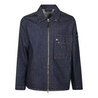 Stone Island Denim Jackets, male, Blue, Size: S Logo Overshirt Jacket