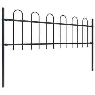 Berkfield Home Garden Fence with Hoop Top Steel 13.6x0.6 m Black