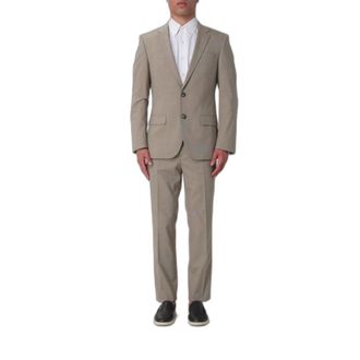 HUGO BOSS Abito Monopetto in Misto Lana Vergine - Heren - Pakken - Beige - Maat: L Wol