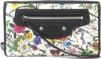 Gucci Black White Canvas Leather Long Wallet (Bi-Fold) (Pre-Owned)