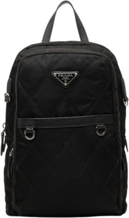 Prada Black Nylon Leather Backpack (Pre-Owned)