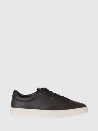 HUGO BOSS Kieran Low-Top Trainers in Grained Leather with Printed Logo