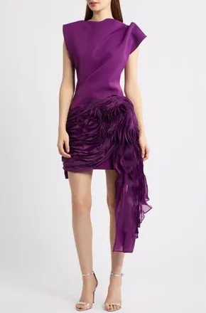 Acler Wigbeth Pleated Organza Overlay Minidress in Deep Ruby at Nordstrom Rack, Size 4