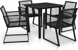vidaXL Juego De Comedor De Jard&iacute;n 5 Piezas Rat&aacute;n Pvc Negro Vidaxl