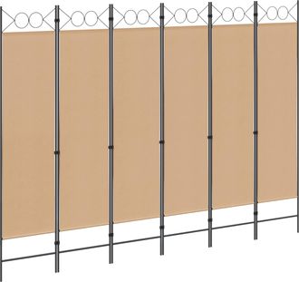 vidaXL Divisor De Habitaci&oacute;n De 6 Paneles Beige 240 X 180 Cm Tela Vidaxl