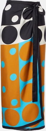 Dries Van Noten Printed silk wrap skirt