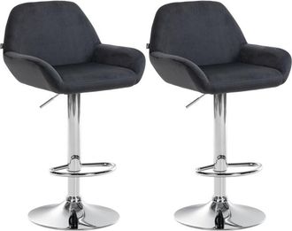 Clp Clp - Set De 2 Taburetes De Cocina Braga En Terciopelo Negro Metal Cromado