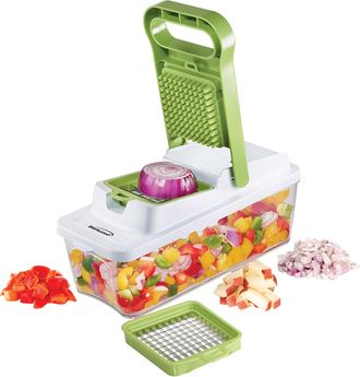 Brentwood Food Chopper and Vegetable Dicer with 6.75 Cup Storage Container in Green