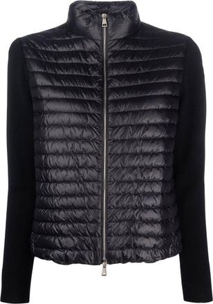 Moncler contrasting-sleeve padded jacket - women - Feather Down/Polyamide/Polyamide/Virgin Wool - M - Black