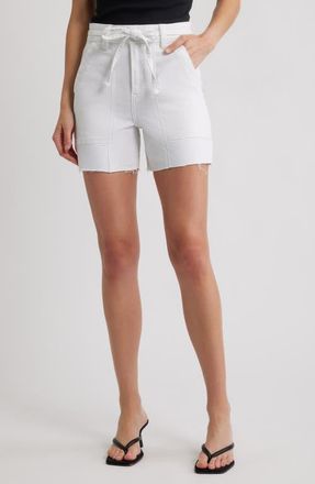 Hidden Jeans Five Hour Tie Waist Denim Shorts in White at Nordstrom, Size Large