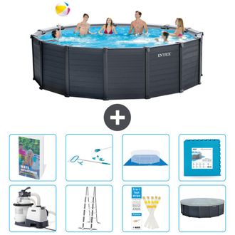 Intex Piscina Graphite Panel Redonda - 478x124 Cm - 9-piezas S539