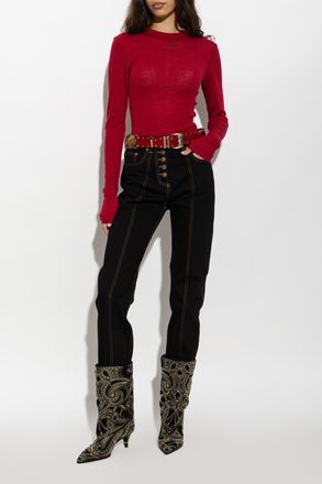 Versace Wool Top With Logo, Womens, Red