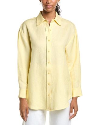 Kenneth Cole Drop Shoulder Linen-Blend Boyfriend Shirt