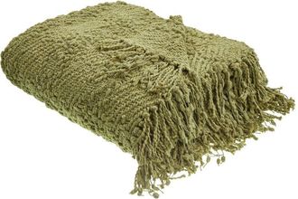 Beliani Beliani - Manta De Algod&oacute;n Tejida Colcha Con Borlas Cubrecama 200 X 220 Cm Verde Vella