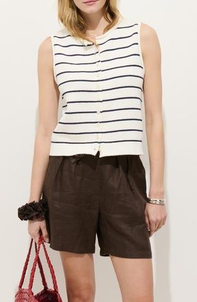 Alex Mill Taylor Stripe Cotton Vest in Ivory/navy Night at Nordstrom, Size X-Large