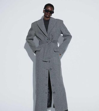 Asos Tall TTYA LAB cappotto lungo con cintura a spina di pesce-Multicolore