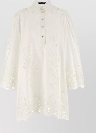 Dolce & Gabbana sleeve puff embroidery floral hem scalloped