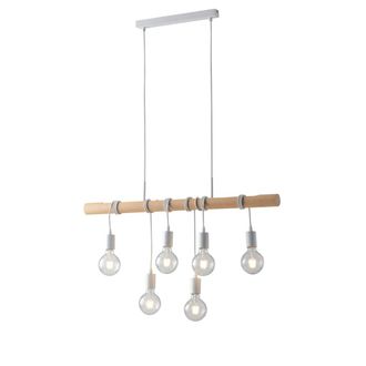 Luce-Ambiente-Design L&aacute;mpara de techo con estructura de madera natural y marco de metal bla